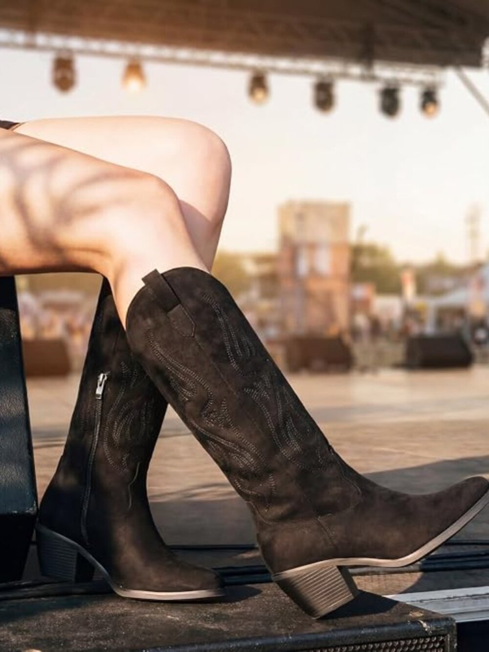 Cowboy Boots for Women - Knee High Wide Calf Cowgirl Boots